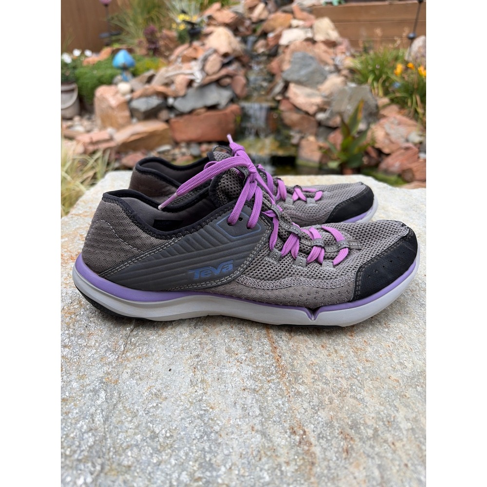 Teva Evo Water Shoes Womens 9 Gray Purple Mesh Sneakers 1003983